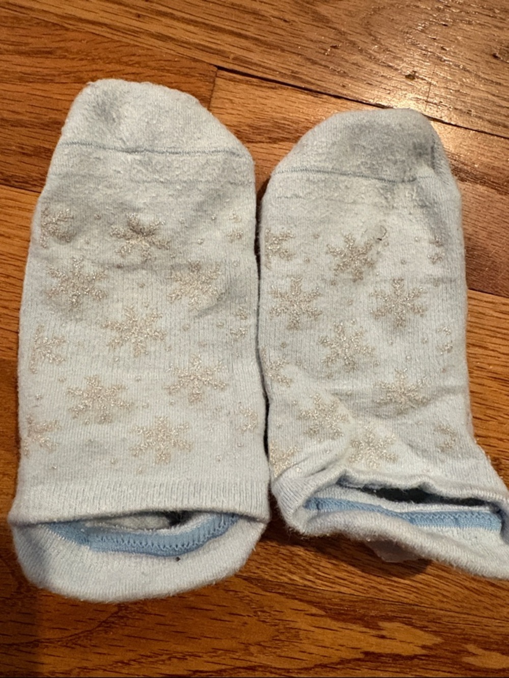 Pure Barre Light Blue No-Show Socks with Metallic Snowflake Detail